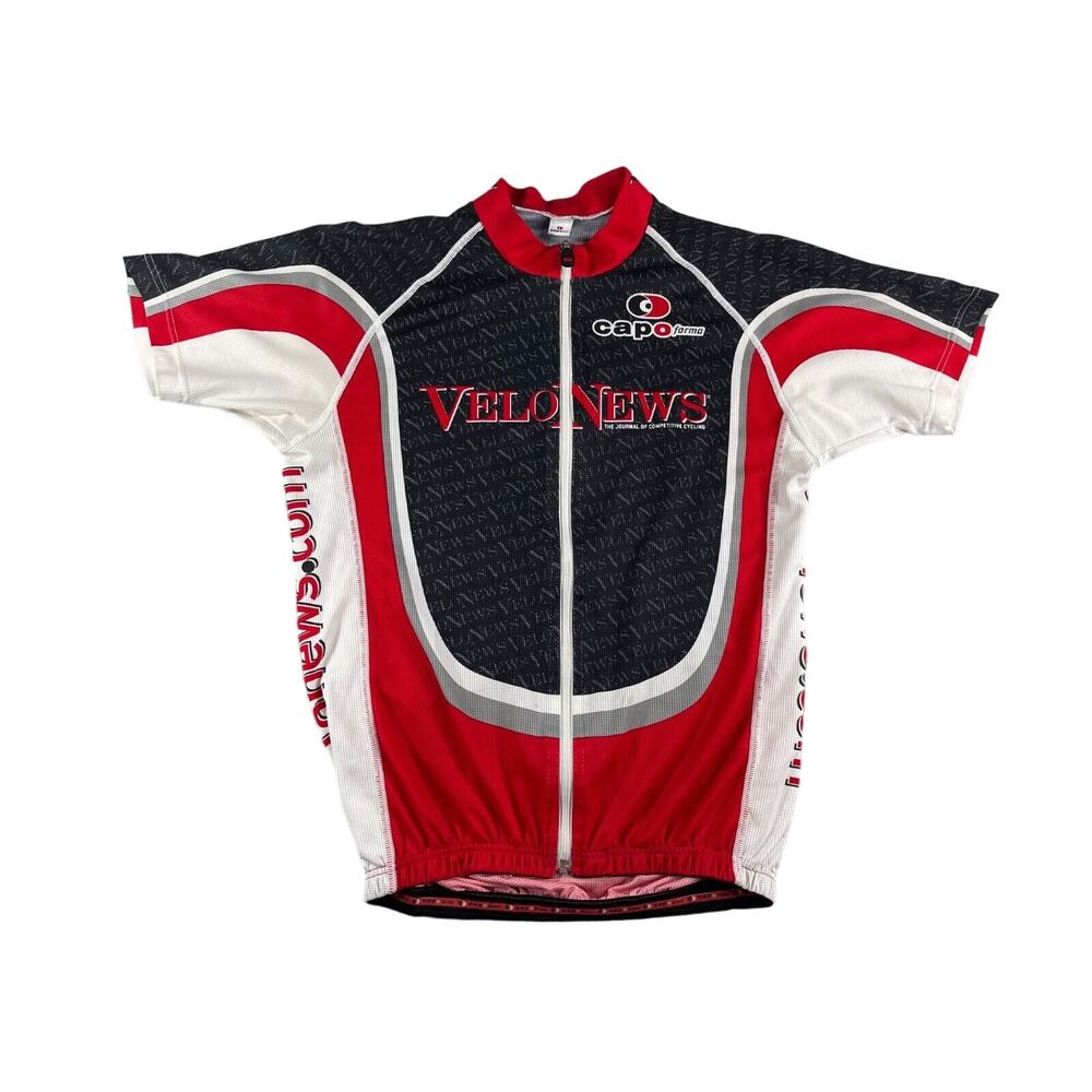 Capo Forma Jersey Mens Large Cycling Full Zip Velo News Red Black Made in Italy